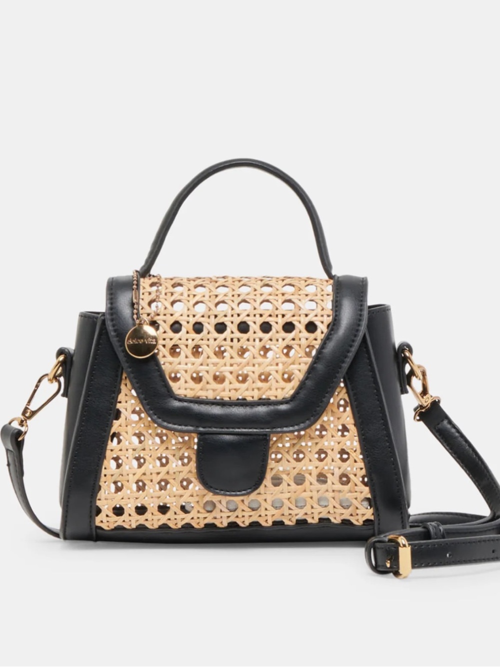 Dolce Vita Black & Natural Woven Crossbody Purse